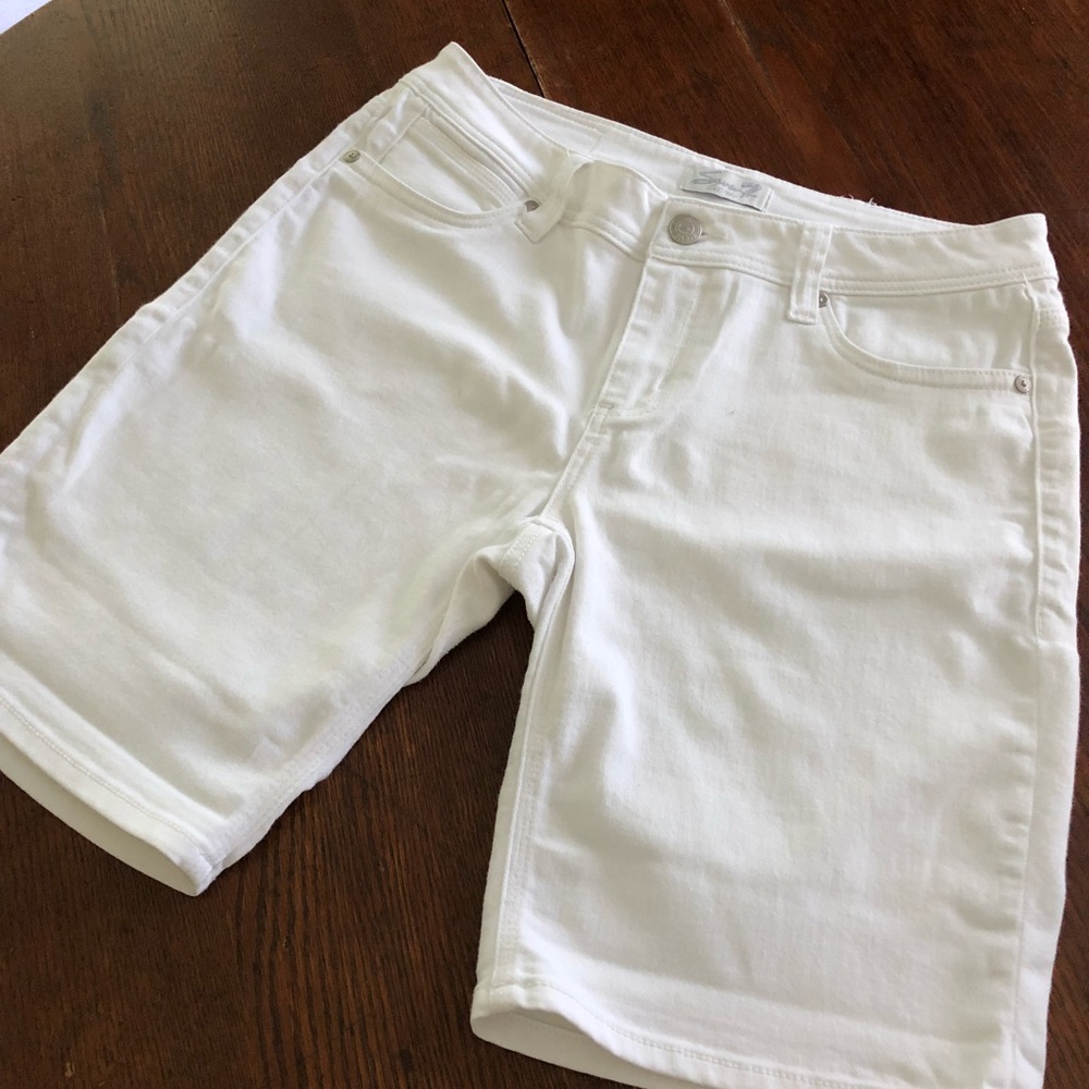 Seven 7 White Denim Shorts